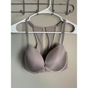 Victoria's Secret Front Close Push-Up Racerback Bra Mauve Taupe Lingerie 32DD